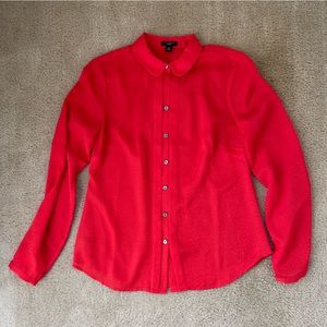 Ann Taylor Red Snakeskin Pattern Button Down Shirt